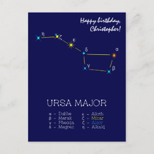 Carte Postale Constellation Ursa majeure dans l'hémisphère Nord