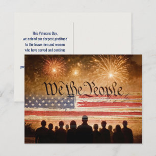Carte Postale Constitution des États-Unis avec le drapeau de la