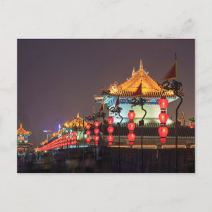 Carte Postale Construction du mur de la ville la nuit