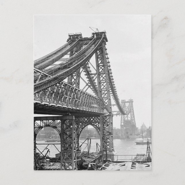 Carte Postale Construction du pont de Williamsburg, 1901 (Devant)