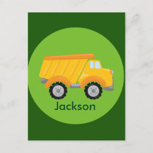 Carte Postale Construction Véhicule Camion Vert Jaune Enfants