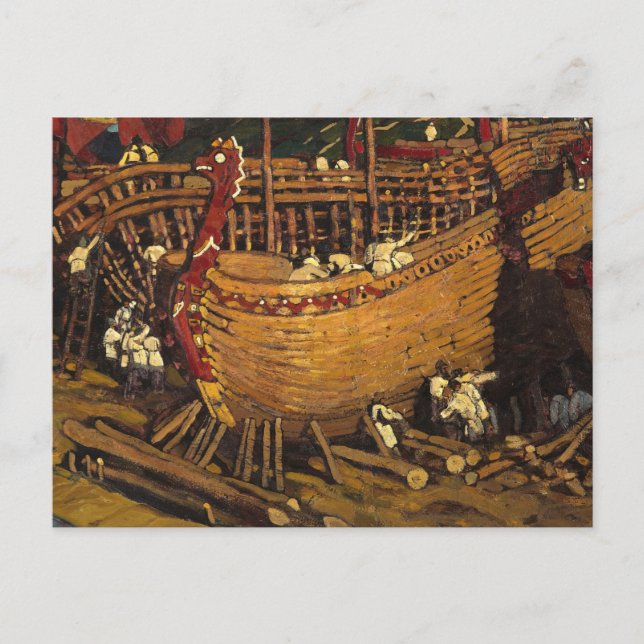 Carte Postale Construire les bateaux, 1903 par Nicholas Roerich (Devant)