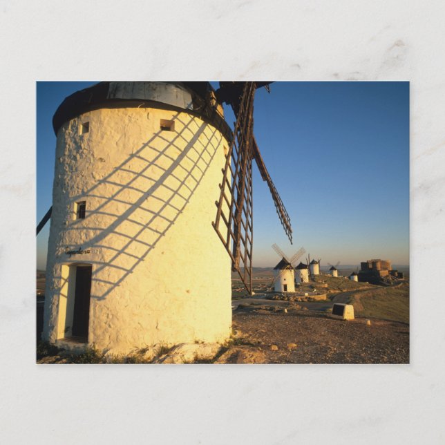 Carte Postale Consuegra, La Mancha, Espagne, moulins à vent et (Devant)
