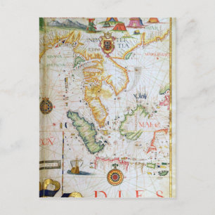 Carte Postale Continent Asie du Sud-Est, détails de l'atlas mond
