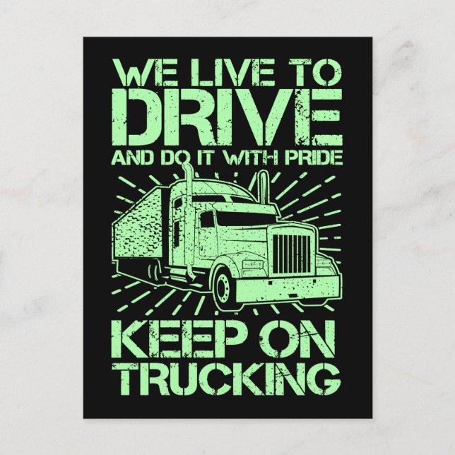 Carte Postale Continuer sur le camionnage 18 Wheeler Green (Devant)
