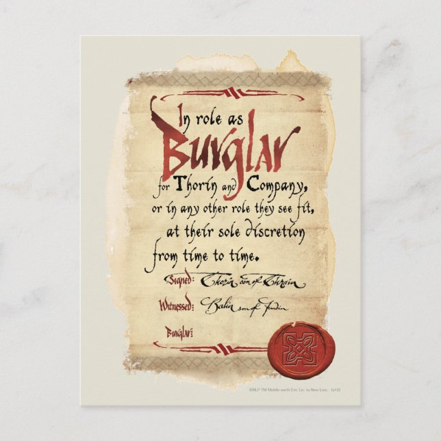 Carte Postale Contrat de Burglar (Devant)