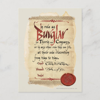 Carte Postale Contrat de Burglar