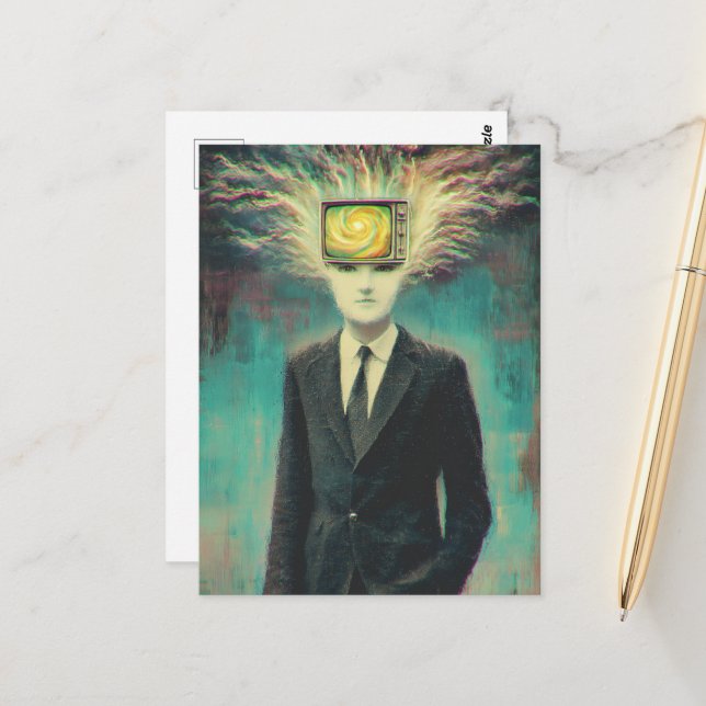 Carte Postale Contrôle mental Électrification des cheveux (Devant/Arrière en situation)