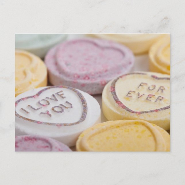 Carte Postale Conversation coeurs bonbons I Love You Forever pho (Devant)