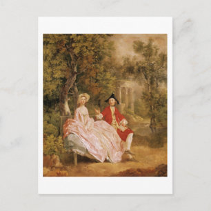 Carte Postale Conversation dans le parc, portrait de l'art et