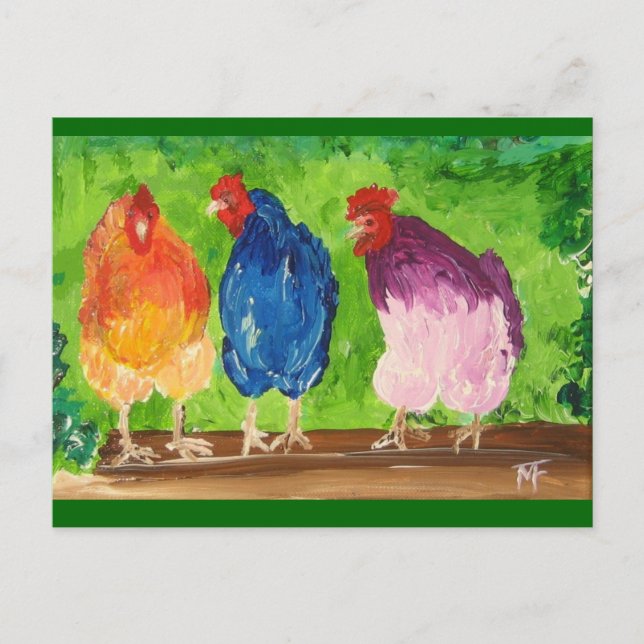Carte Postale Conversation de poulet (Devant)