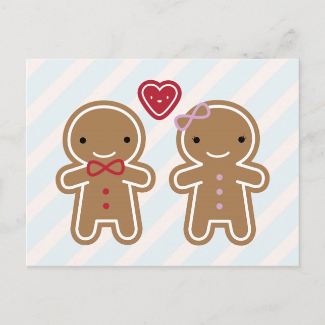Carte Postale Cookie Cute Kawaii Gingerbread Couple (Devant)