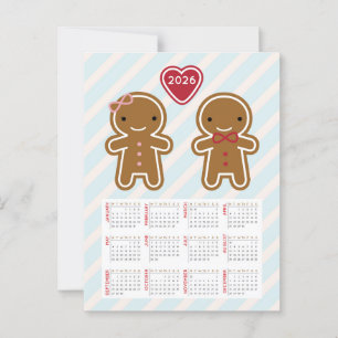 Carte Postale Cookie Cute Kawaii Gingerbread Homme 2026 Calendri