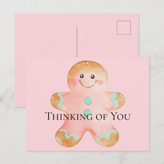 Carte Postale Cookie Gold Blush Pink Mint Penser à vous (Devant / Derrière)