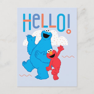 Carte Postale Cookie Monster & Elmo Bonjour !