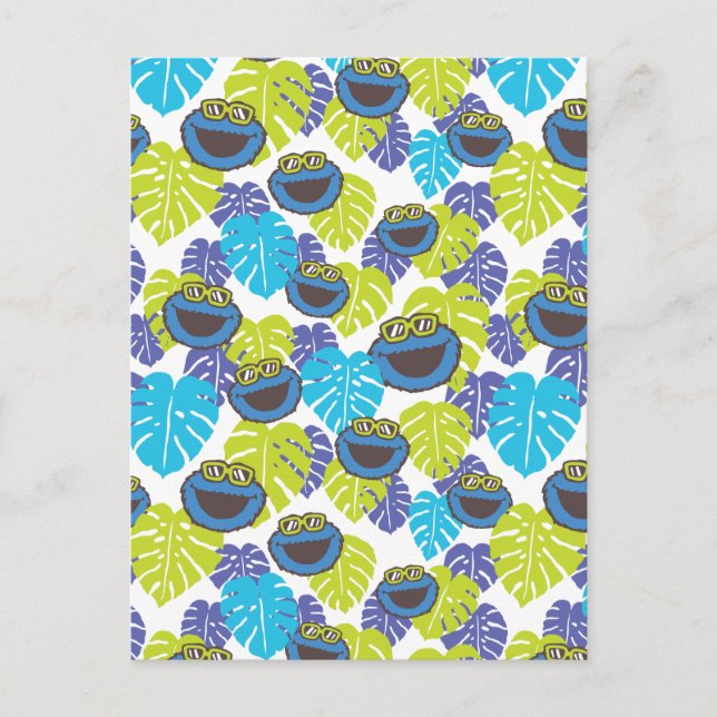 Carte Postale Cookie Monster | Motif tropical (Devant)
