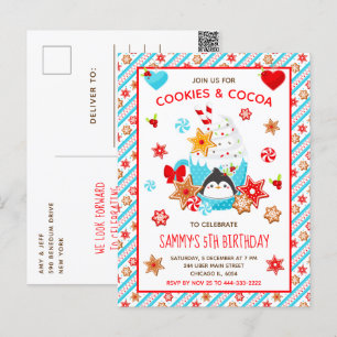 Carte Postale Cookies de Noël et cacao Bleu d'anniversaire