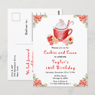 Carte Postale Cookies de Noël et cacao Fête d'anniversaire Rouge