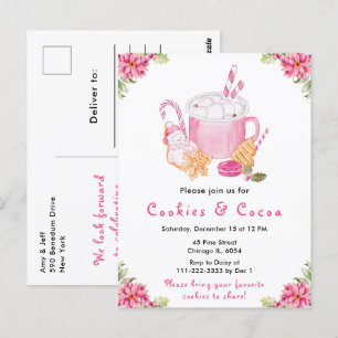 Carte Postale Cookies de Noël et cacao rose