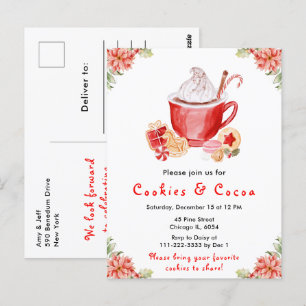 Carte Postale Cookies de Noël et cacao Rouge