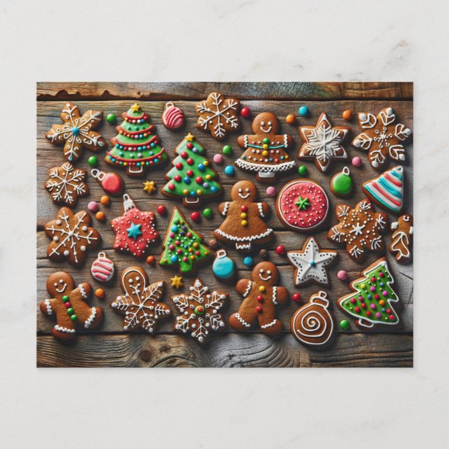 Carte Postale Cookies de pain d'épice de Noël, Post-croisement (Devant)