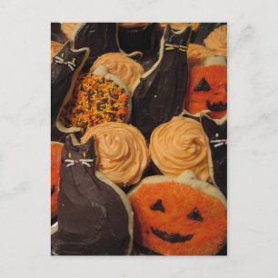 Carte Postale Cookies d'Halloween Chats et Citrouilles