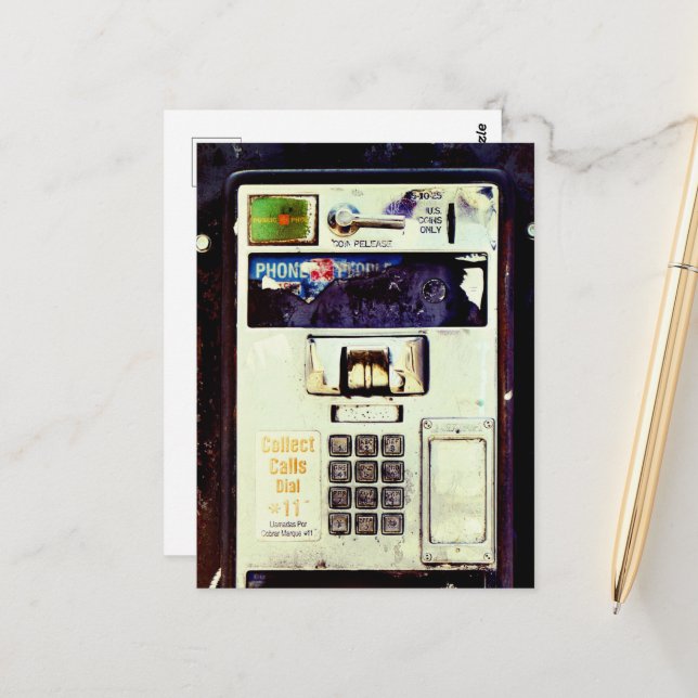 Carte Postale COOL Abandon du téléphone payant (Devant/Arrière en situation)
