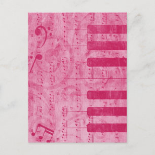 Carte Postale Cool antique grunge, effet piano notes musicales