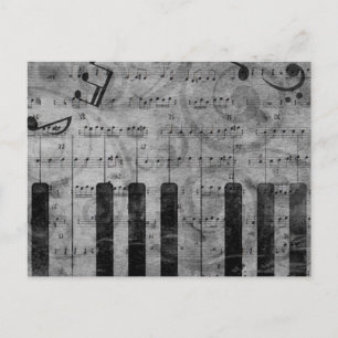 Carte Postale Cool antique grunge, effet piano notes musicales