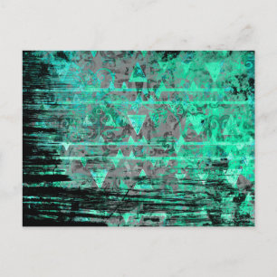 Carte Postale Cool Aqua et Grey Triangle Grunge