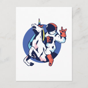 Carte Postale Cool Astronaut équitation Unicorn Rock Ado graphiq