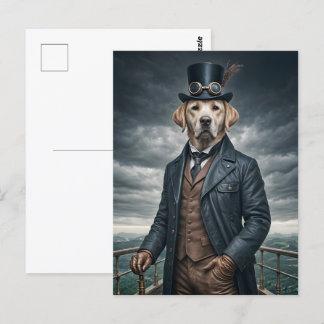 Carte Postale Cool Elégant Victorian Steampunk Labrador Chien Ar