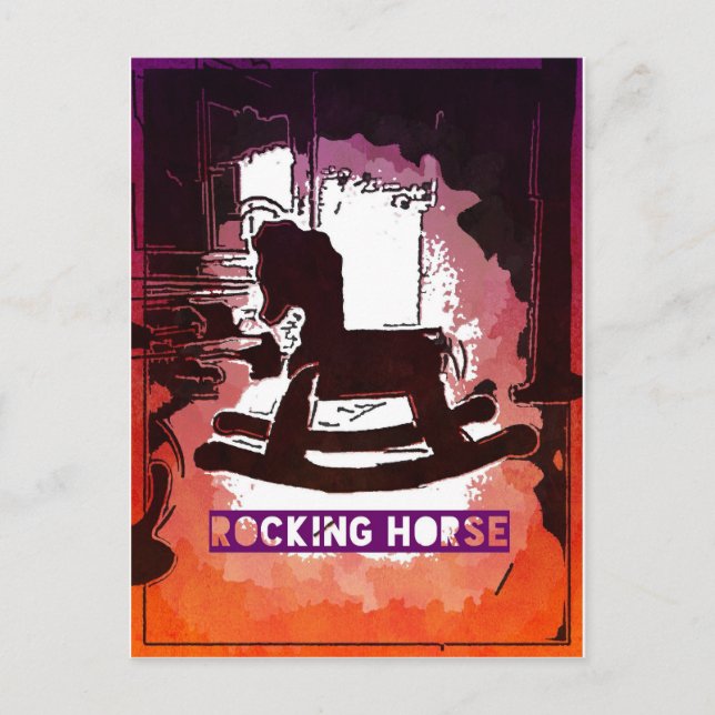 Carte Postale Cool Enfants Bois Rocking Horse Toy Pop Art (Devant)