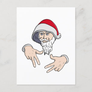 Carte Postale Cool Gangsta Hip hop Rap de la main Père Noël