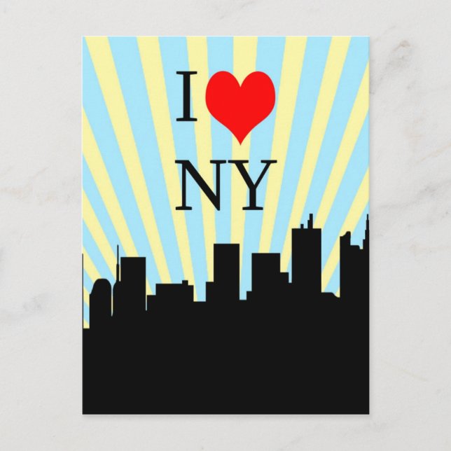Carte Postale Cool I Love Heart New York Design (Devant)