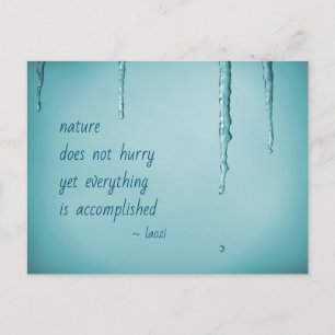 Carte Postale Cool Ice Blue WaterDrops Melting Icicles Zen Quote