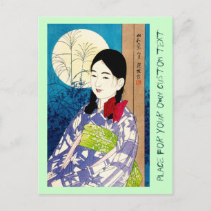 Carte Postale Cool japonais beauté jeune fille Natori pleine lun