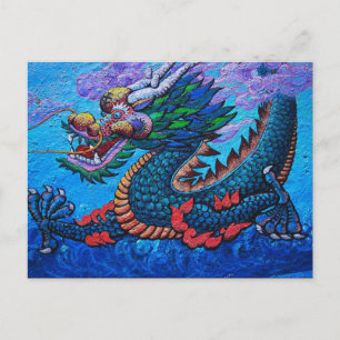 Carte Postale Cool oriental chinois huile coloré dragon peinture