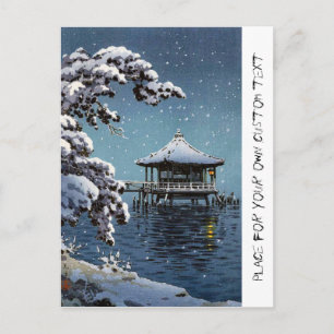 Carte Postale Cool oriental japonais côté rivière scène d'hiver 