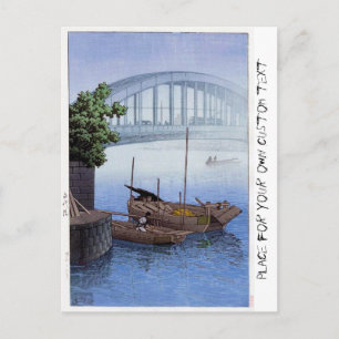Carte Postale Cool oriental japonais Kawase pont bateau dans le