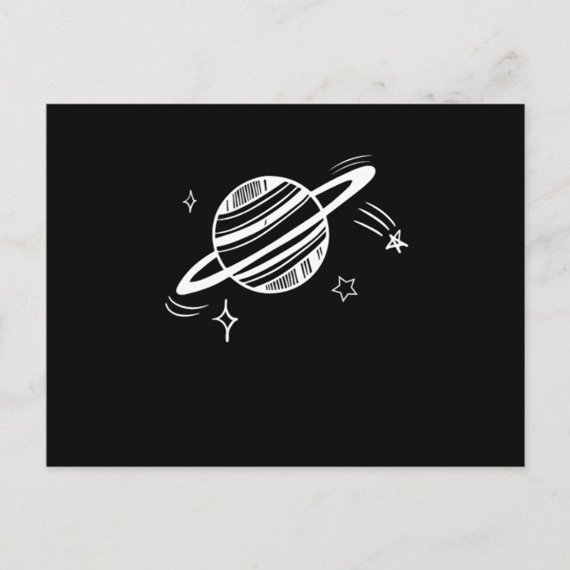Carte Postale Cool Planète Saturne Orbite Dessin Espace extra-at (Devant)