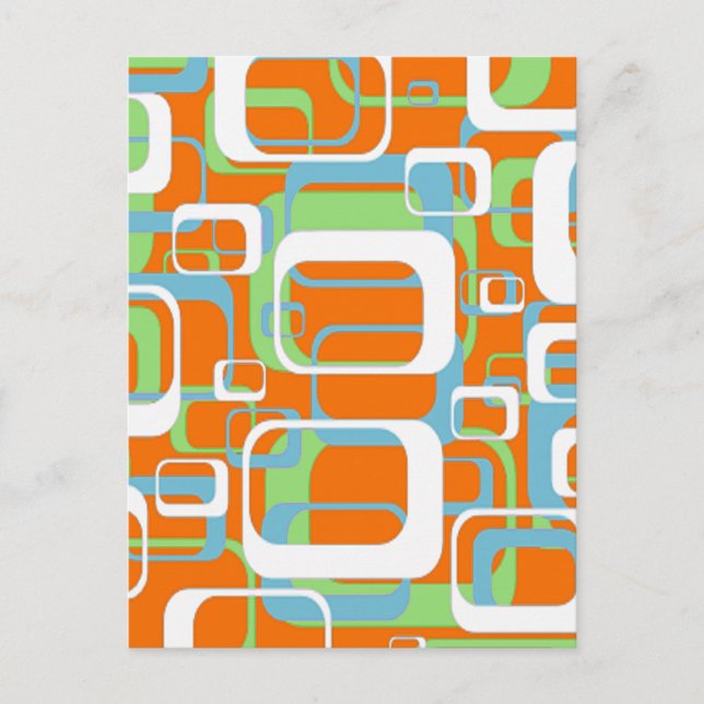 Carte Postale Cool Retro bleu doux vert orange et blanc (Devant)