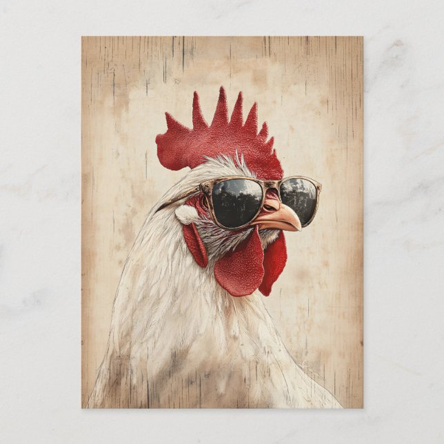 Carte Postale Cool Rooster dans lunettes de soleil Illustration (Devant)