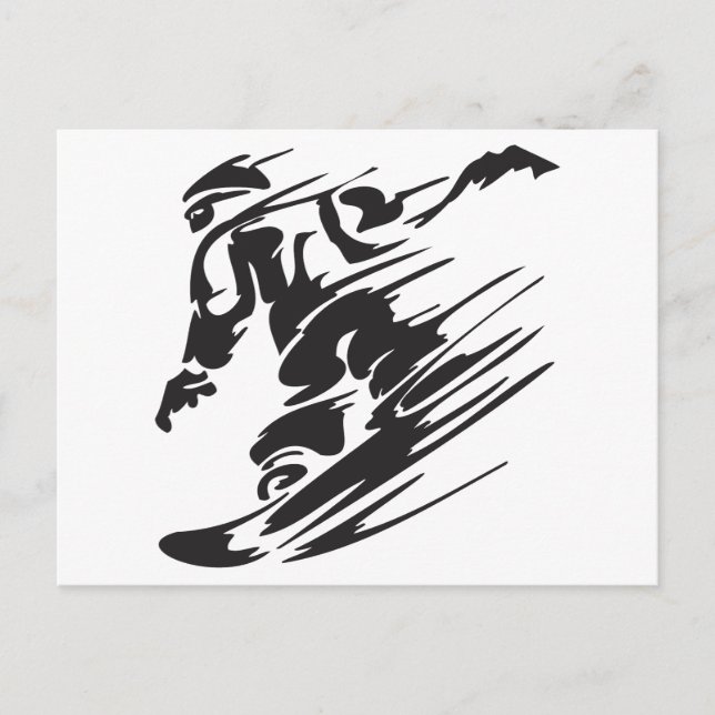 Carte postale cool Silhouette Snowboard Mountain (Devant)