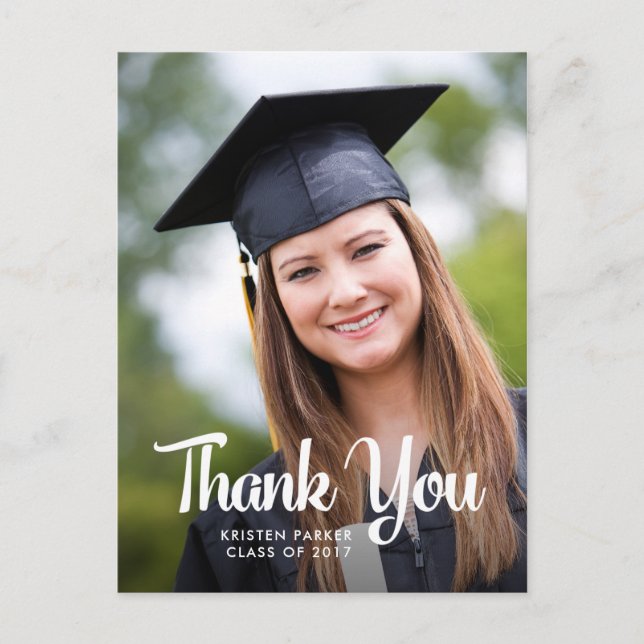 Carte Postale Cool Typographie Merci de graduation avec photo (Devant)