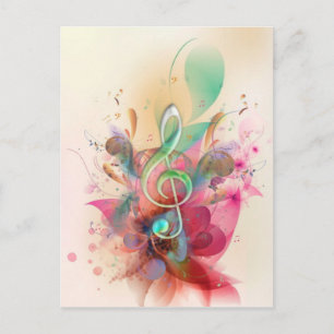 Carte Postale Cool watercolours treble clef music notes swirls