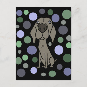 Carte Postale Cool Weimaraner et Cercle Motif Art Abstrait