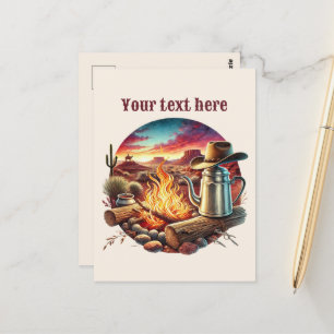 Carte Postale Cool Western campfire ajouter un message