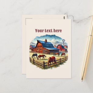 Carte Postale Cool Western cheval ranch ajouter le message