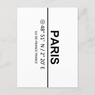 Carte Postale Coordonnées Paris - Coordonnées Paris